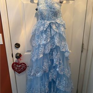 Elegant Blue Lace Kids Dress